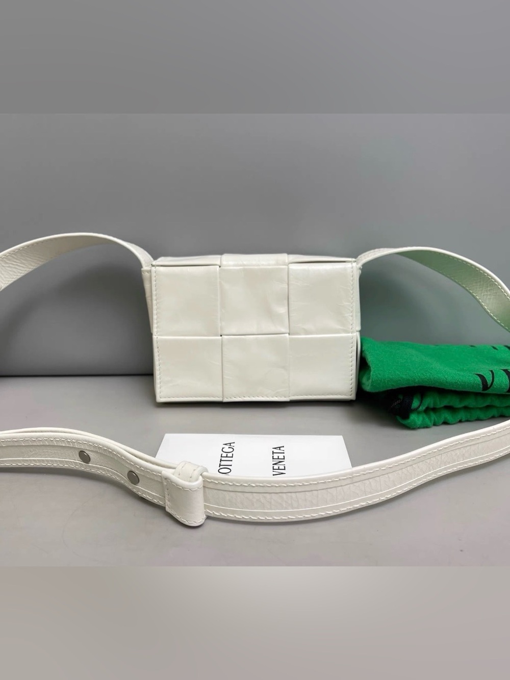 Bottega Veneta White Intrecciato Crossbody Bag